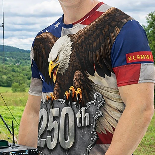 Personalized America's 250th Year Eagle AOP Tee by Key Junkies