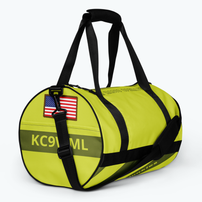 Ham Radio, Amateur Radio Personalized Go Bag Yellow Duffle by Key Junkies